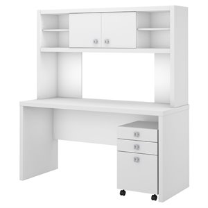 Bush Business Furniture Echo by Kathy Ireland Desk with Hutch and Mobile Pedestal