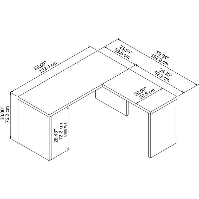 typical l shaped desk dimensions