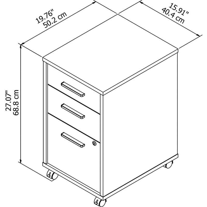 Bbf Method By Kathy Ireland 3 Drawer Mobile File Cabinet In White