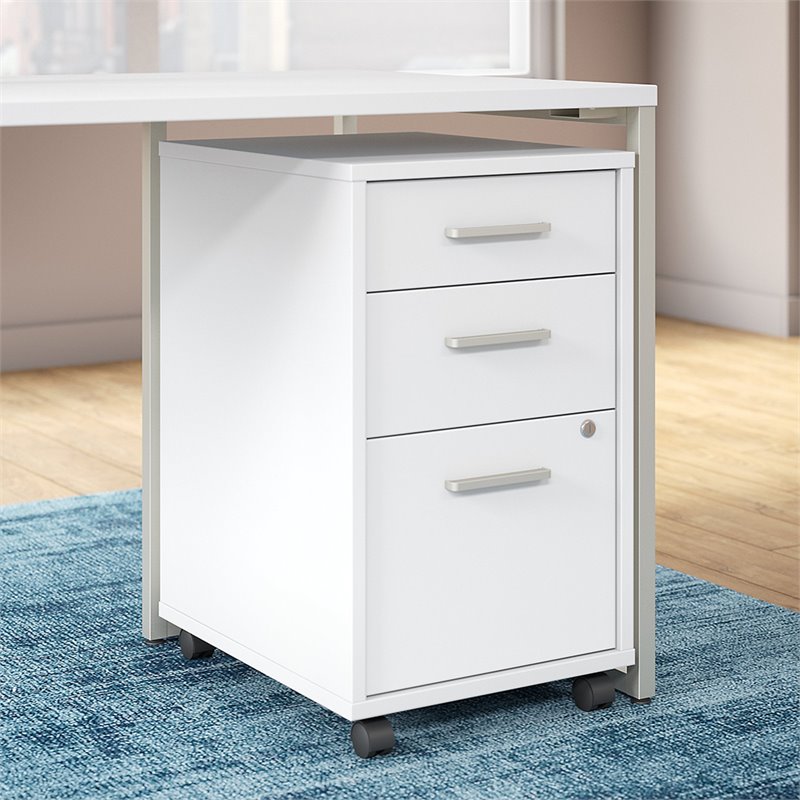Method 3 Drawer Mobile File Cabinet in White - Engineered Wood