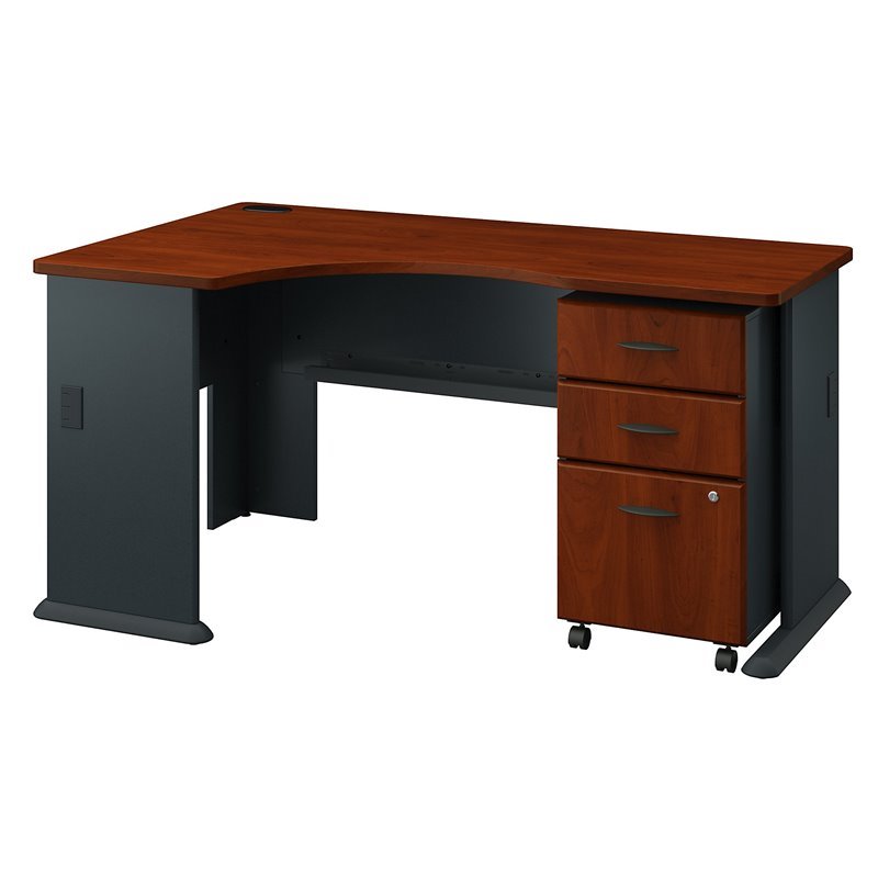 Details About Series A Left Corner Desk With Mobile File Cabinet In Hansen Cherry