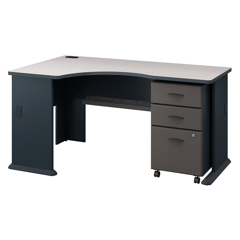 Series A Left Corner Desk With Mobile File Cabinet In Slate