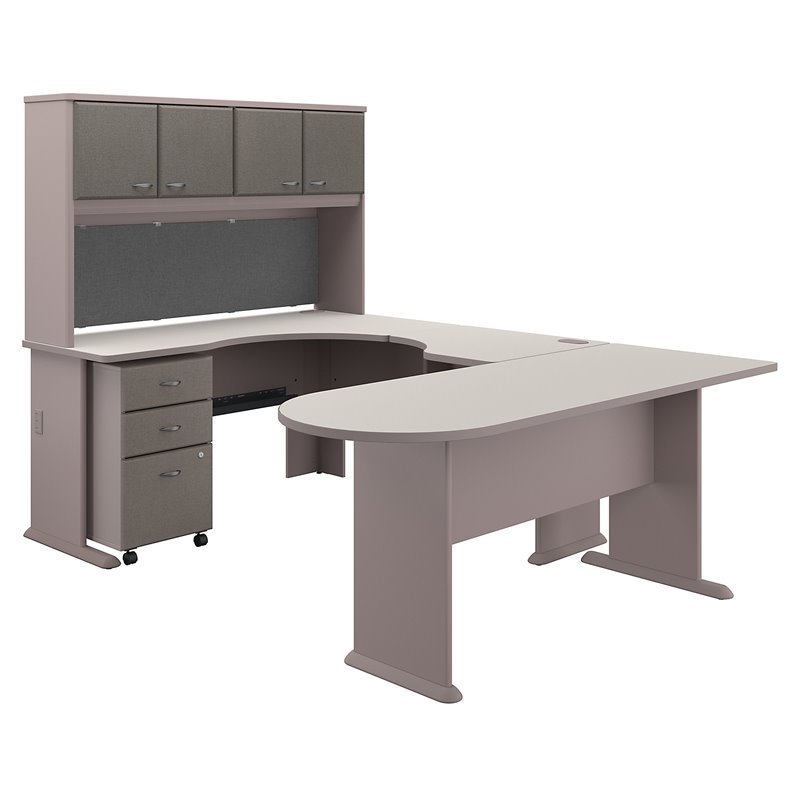 Bush Business Furniture Series A U Shaped Corner Desk with Hutch and