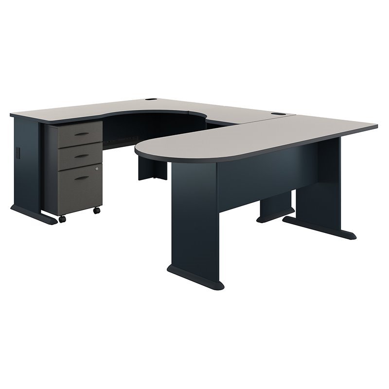 Details About Series A U Shaped Corner Desk With Mobile File Cabinet In Slate