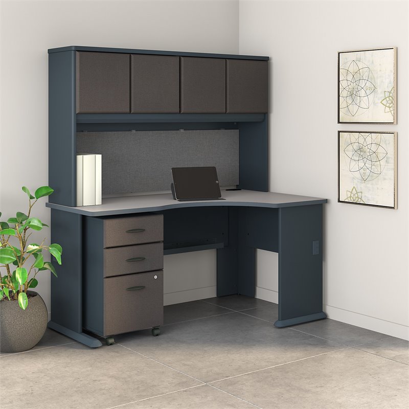 Bush Business Furniture Series A Right Corner Desk with Hutch and ...