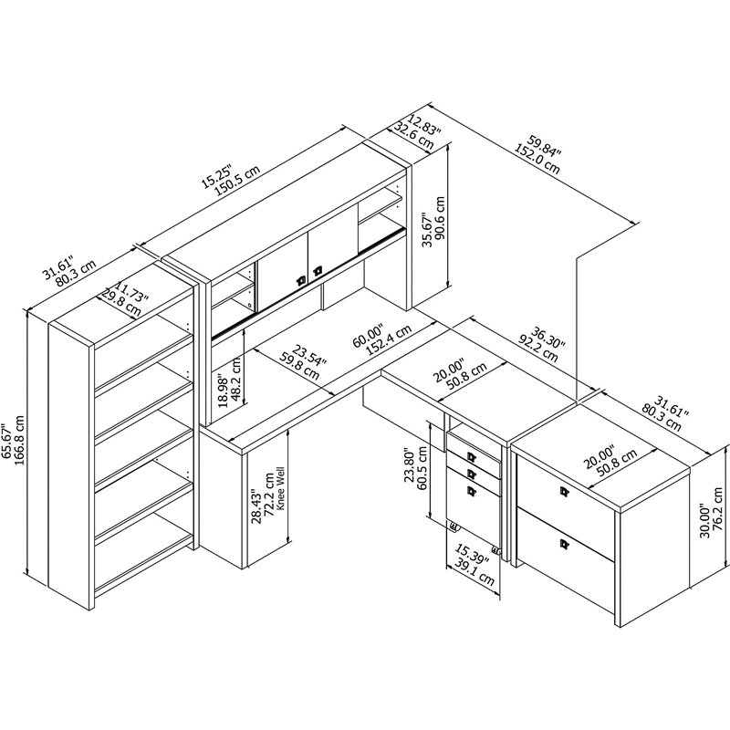 Bush Business Furniture Office by Kathy Ireland Echo L Shaped Desk