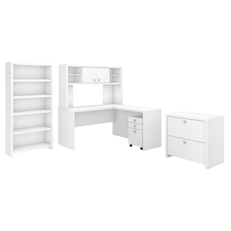 Office By Kathy Ireland Echo L Shaped Desk Office Suite In Pure