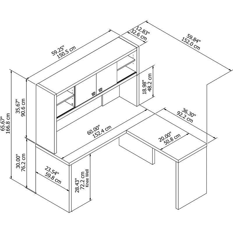Office By Kathy Ireland Echo L Shaped Desk With Hutch In Pure