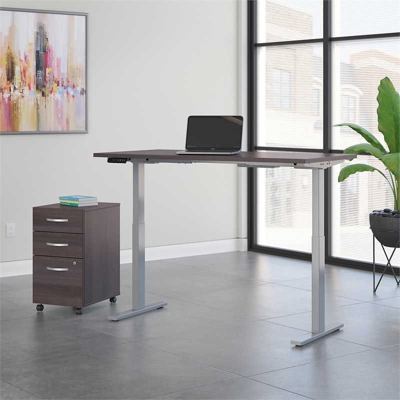 Move 60 Series 60W x 30D Height Adjustable Desk with Storage in Gray