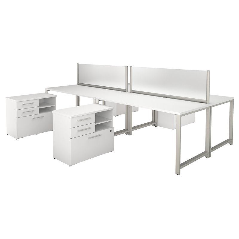 400 Series 4 Person Workstation With Table Desks And Storage In 400 Series 4 Person Workstation With