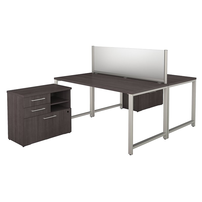 Bush Business Furniture 400 Series 2 Person Workstation with Table