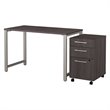 Bush Business Furniture 400 Series 48W Table Desk with 3 Drawer Mobile File Cabinet in Gray