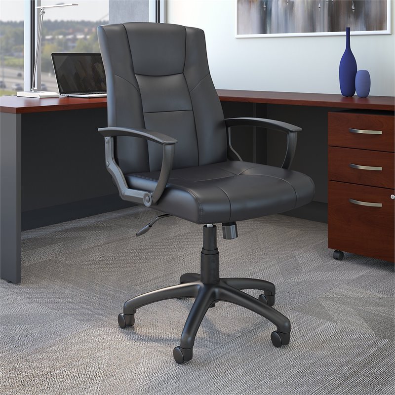 Bush Business Furniture Accord Executive Office Chair In Black Vinyl ...