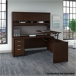 Series C 72W Sit to Stand L Shaped Desk Office Suite in Mocha Cherry