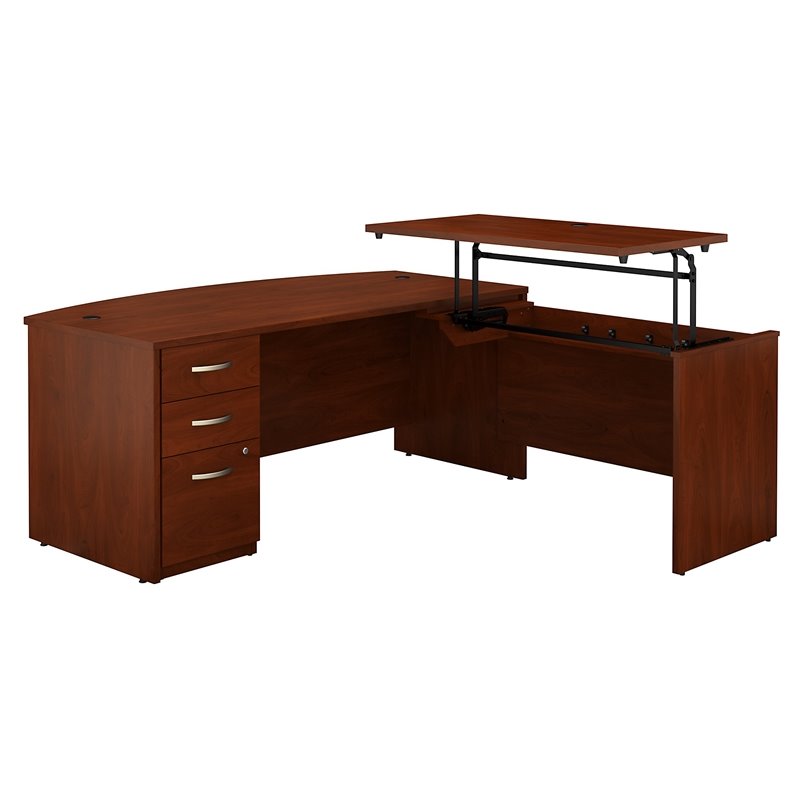 Series C Elite 72W Sit to Stand L Shaped Desk Office Set-Hansen Cherry ...