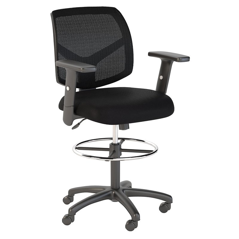 Bush Business Furniture Petite Mesh Back Drafting Chair with Chrome