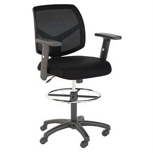 bush business furniture petite mesh back drafting chair with chrome foot ring in black