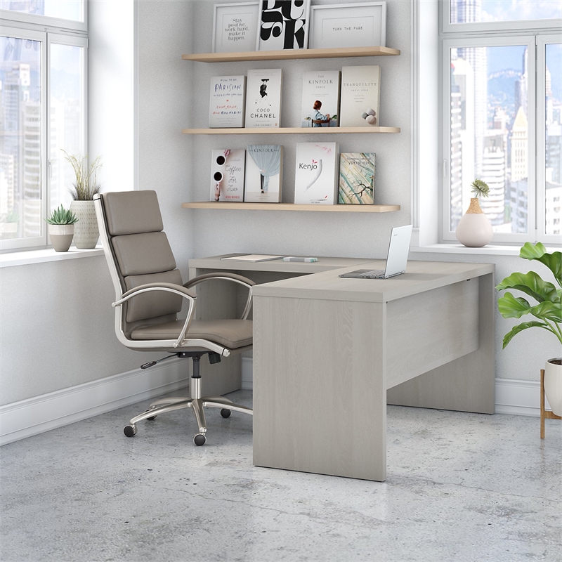 Echo L Shaped Desk in Gray Sand - Engineered Wood