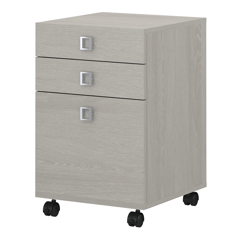 Echo 3 Drawer Mobile File Cabinet in Gray Sand - Engineered Wood
