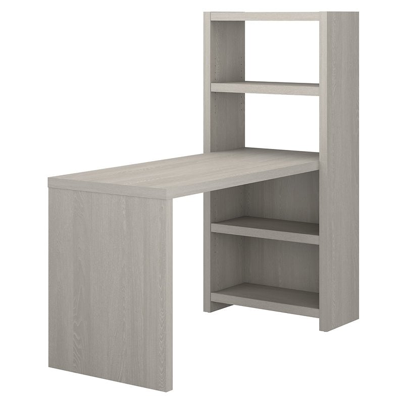 Echo 56W Bookcase Desk in Gray Sand - Engineered Wood