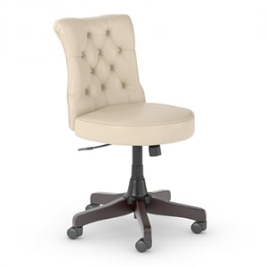 Arden Lane Mid Back Tufted Office Chair in Cream - Bonded Leather