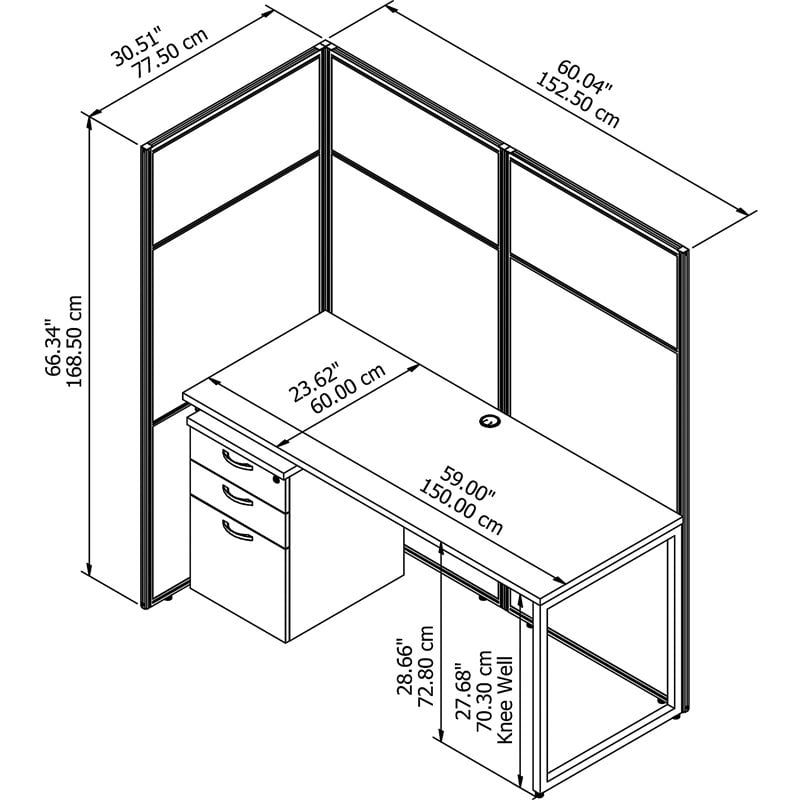 Easy Office Cubicle with File Cabinet and Open Panels - Engineered Wood ...