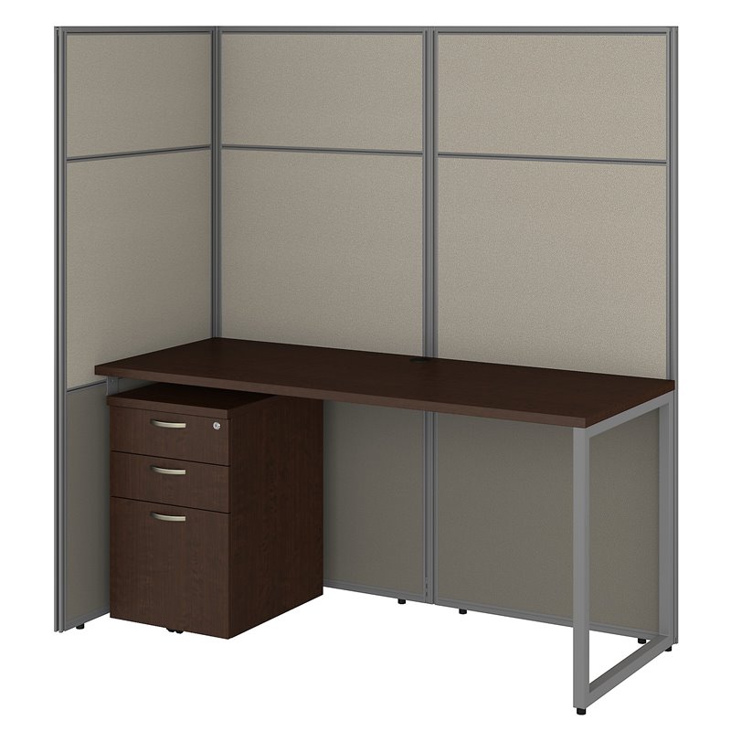 Easy Office Cubicle with File Cabinet and Open Panels - Engineered Wood ...