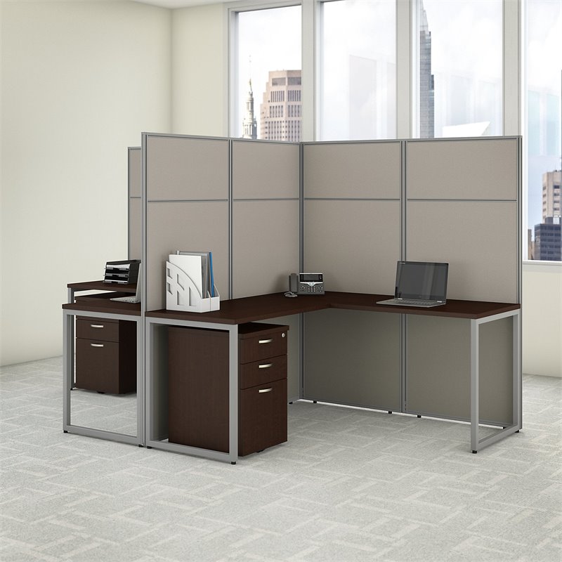 Bush Business Furniture Easy Office 60W 2 Person L Shaped Cubicle