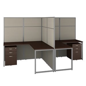 bush business furniture easy office 60w 2 person l shaped cubicle with storage