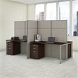 Bush Business Furniture Easy Office 60W 4 Person Cubicle Desk with File Cabinets