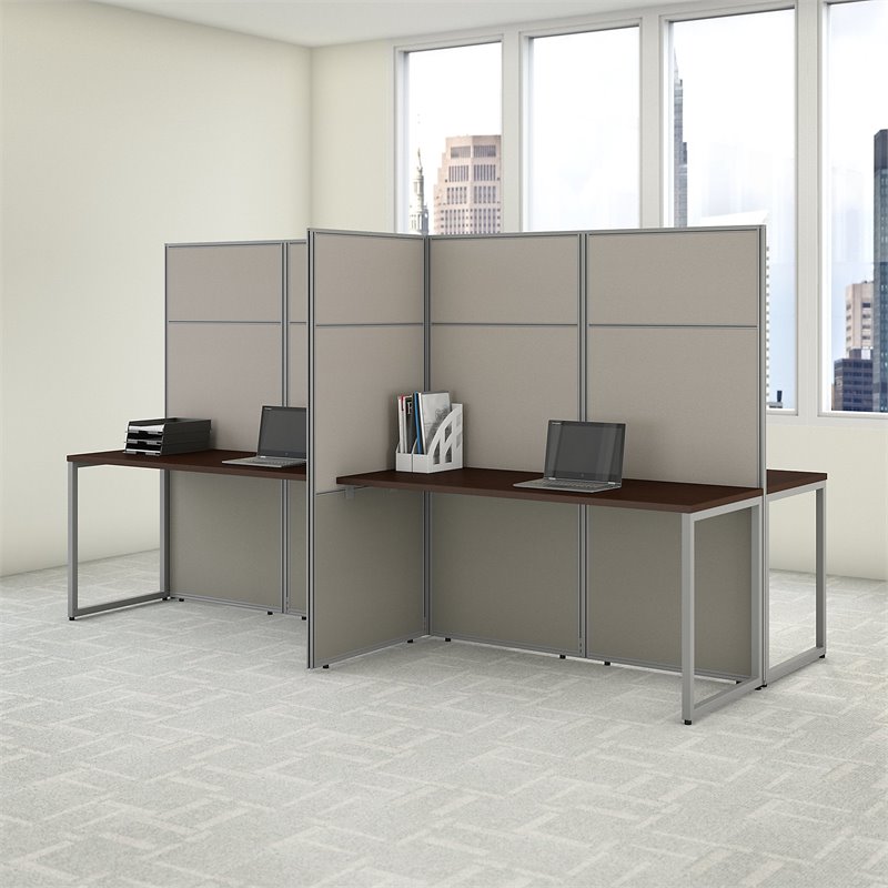 Bush Business Furniture Easy Office 60W 4 Person Cubicle Desk with 66H Panels