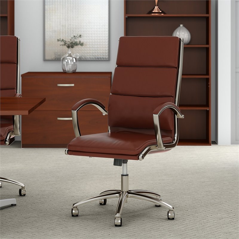 BFF High Back Contemporary Faux Leather Executive Office Chair in Brown