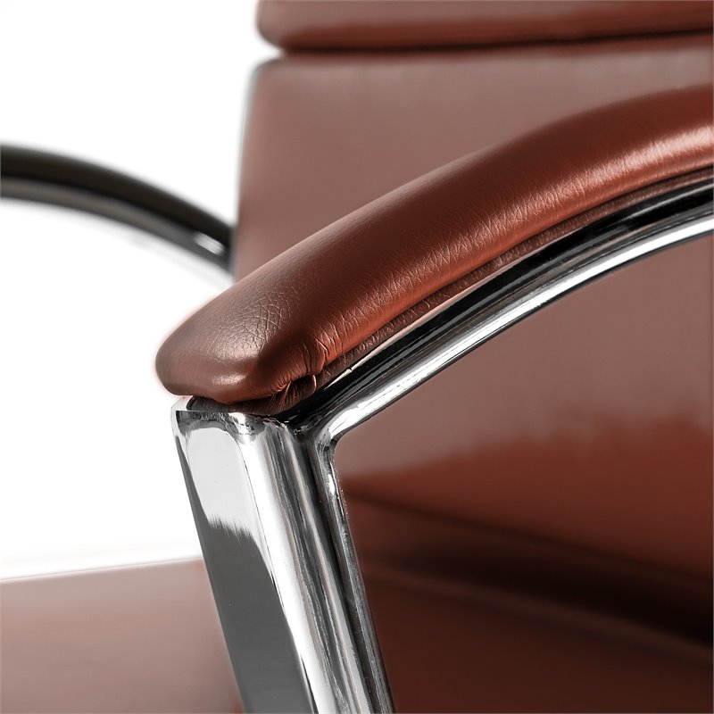 BFF High Back Contemporary Faux Leather Executive Office Chair in Brown