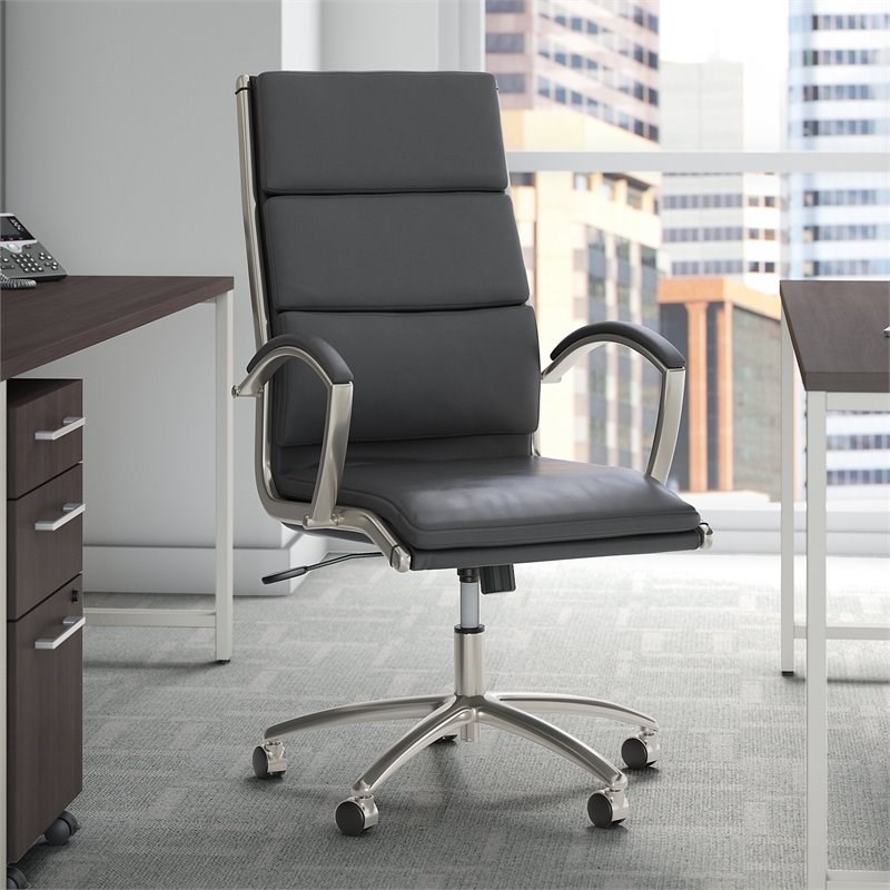 BBF Studio C High Back Contemporary Faux Leather Executive Office Chair in Gray