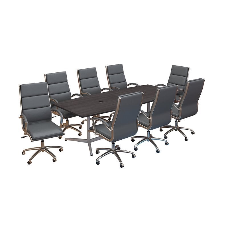 Bush Business Furniture 96W x 42D Conference Table with Set of 8 Office