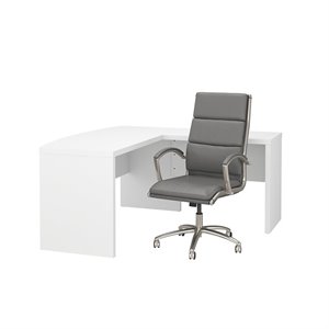 Bush Business Furniture Echo 60W Bow Front Desk With Return And Modelo High Back Manager Chair