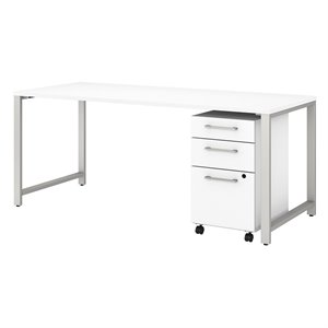 Bush Business Furniture 400 Series 72W X 30D Table Desk With 3 Drawer Mobile Pedestal