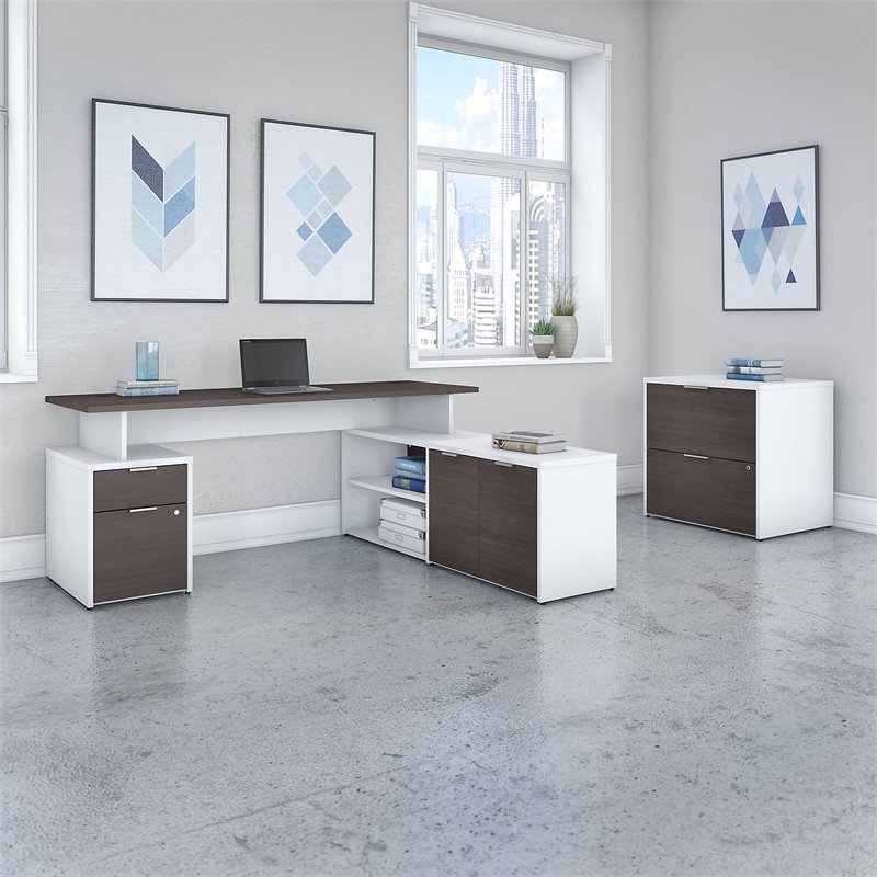 Bush Business Furniture Jamestown 72W L Shaped Desk with Lateral File Cabinet