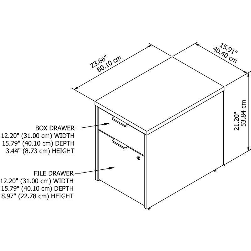 Bush Business Furniture Jamestown 2 Drawer File Cabinet - Assembled