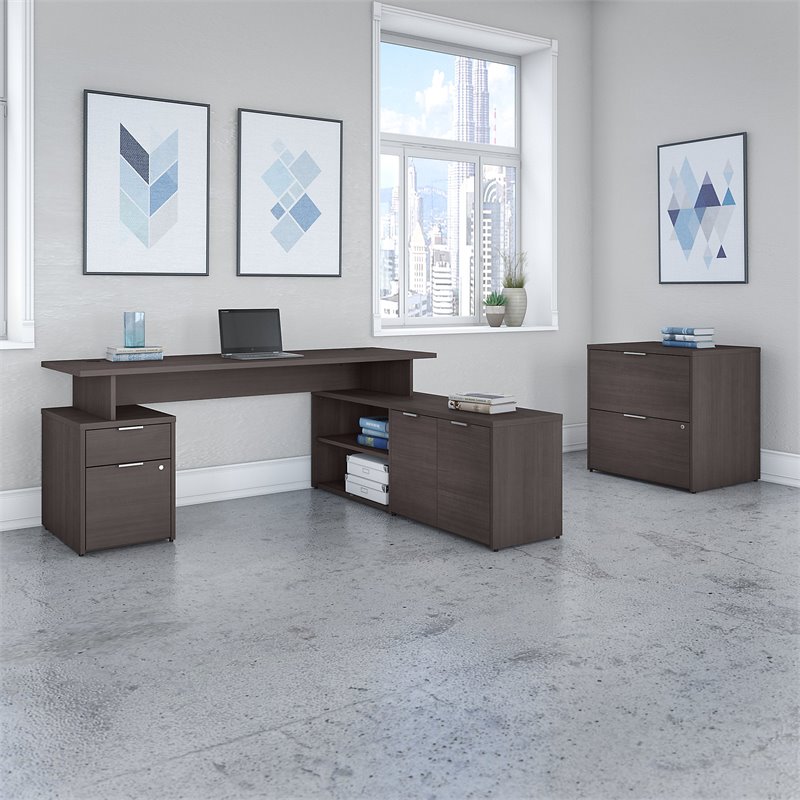 Bush Business Furniture Jamestown 72W L Shaped Desk with Lateral File Cabinet