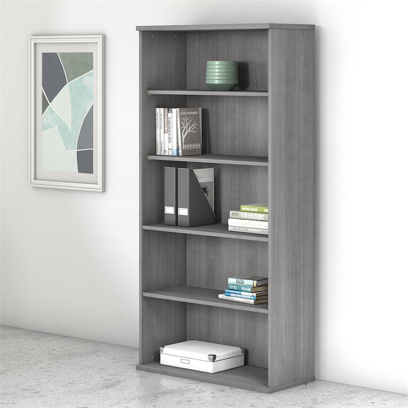 Studio C 5 Shelf Bookcase in Platinum Gray Engineered Wood