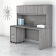 Studio C 72W Office Desk with Hutch and File Cabinet in Gray - Engineered Wood