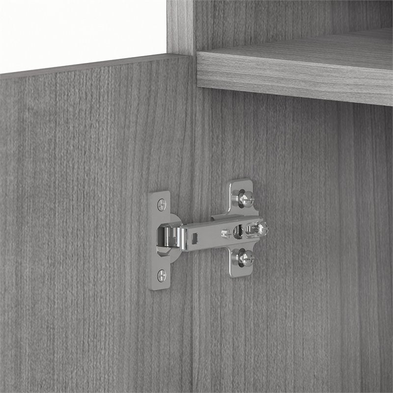 Studio C 5 Shelf Bookcase with Doors in Platinum Gray - Engineered Wood