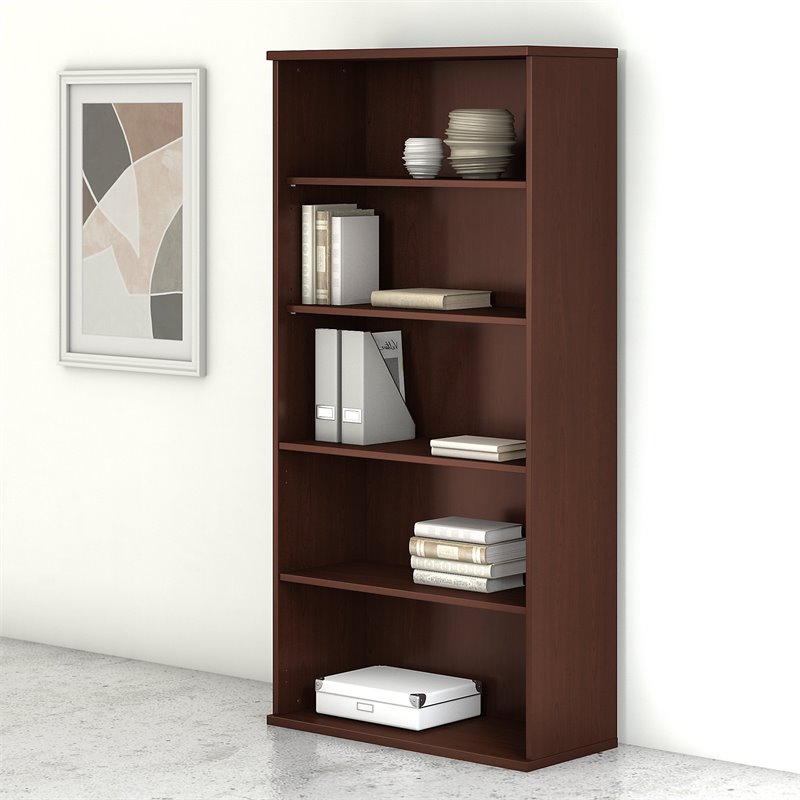 Bush Business Furniture Studio C 5 Shelf Bookcase in Harvest Cherry