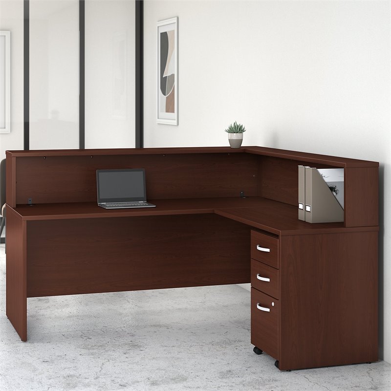 Bush Business Furniture Studio C 72W Reception Desk Shelf in Harvest