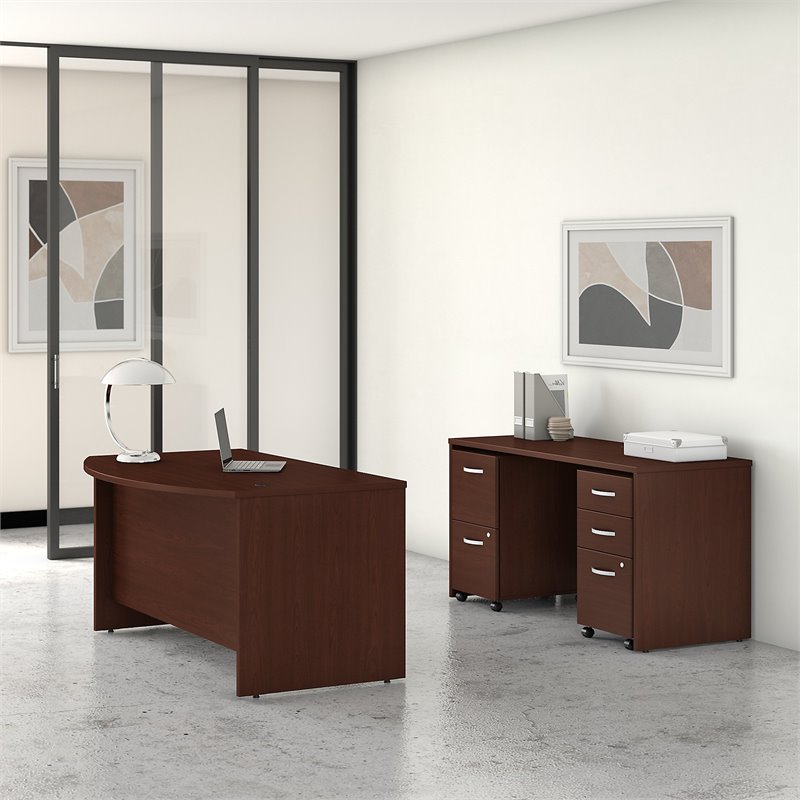Bush Business Furniture Studio C 60W Bow Front Desk and Credenza with