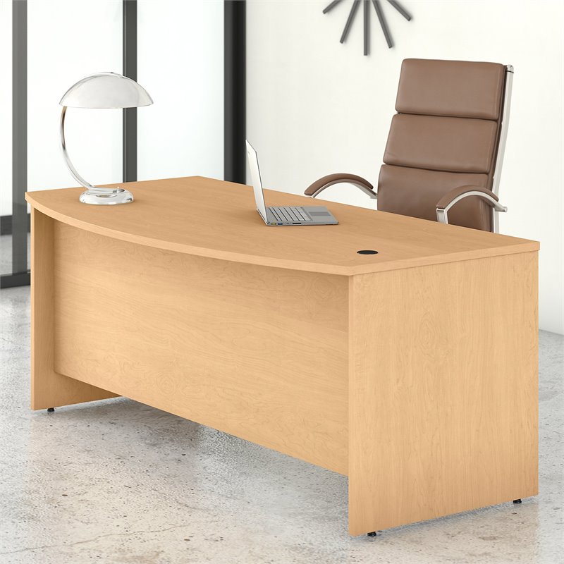 Bush Business Furniture Studio C 72W x 36D Bow Front Desk in Natural