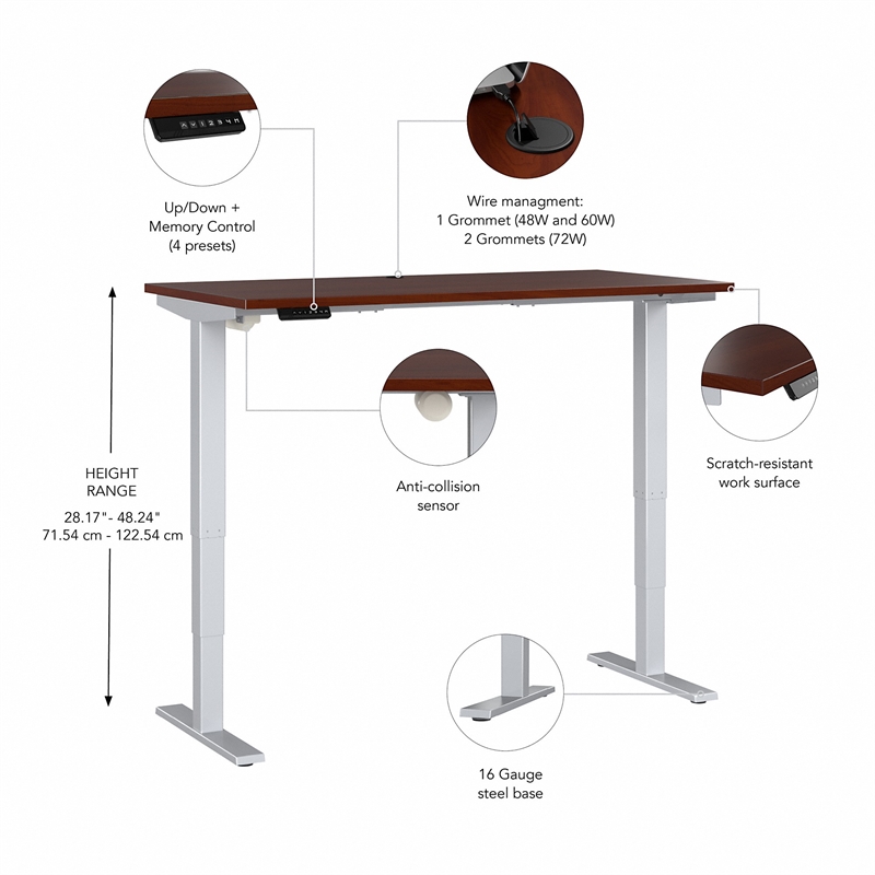 Move 40 Series 48W Height Adjustable Desk in Hansen Cherry - Engineered Wood