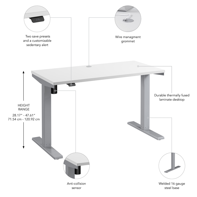 Move 40 Series 48W Adjustable Standing Desk in White - Engineered Wood