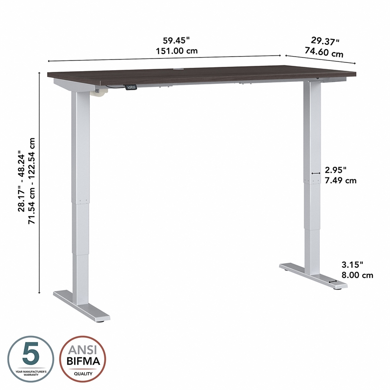 Move 40 Series 60W Height Adjustable Desk in Storm Gray - Engineered Wood